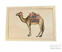 Ingelijste print dromedaris en bloemen