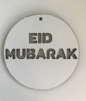 Grote hangtag hout wit Eid Mubarak