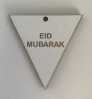Hangtag vlag hout wit Eid Mubarak 