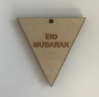 Hangtag vlag hout naturel Eid Mubarak 