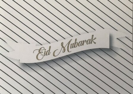 Wenskaart Eid Mubarak Gold stripes