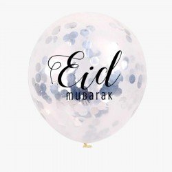 Eid ballonnen Confetti zilver (5 stuks)