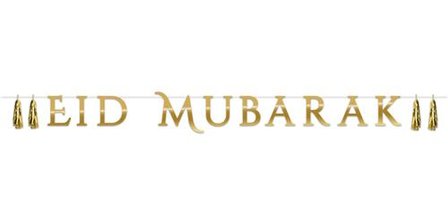 Letterslinger Eid Mubarak Goud met tassels