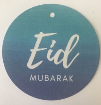 Giftlabel &quot;Eid Mubarak&quot; blue 6,5 cm (per 20)