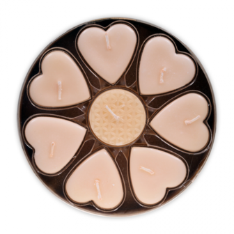 Hartvormige geurkaarsjes stearine -&nbsp;Jasmijn (8 kaarsjes)-met Eid bloemen stickertje