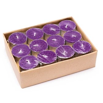 Fairtrade theelichtjes stearine Lavendel (24 stuks)