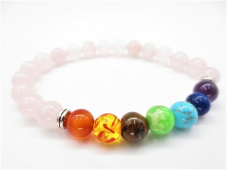 Chakra/Rozenkwarts armband