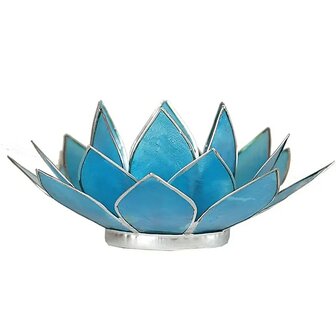 Lotus sfeerlicht blauw met zilverrand