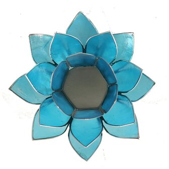 Lotus sfeerlicht blauw met zilverrand