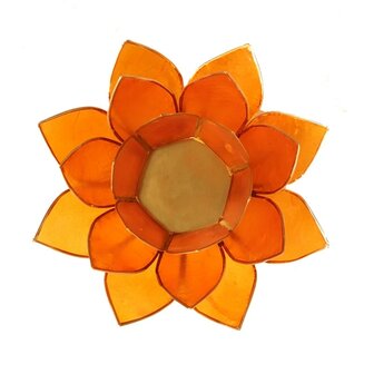 Lotus sfeerlicht oranje met goudrand 