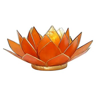 Lotus sfeerlicht oranje met goudrand 