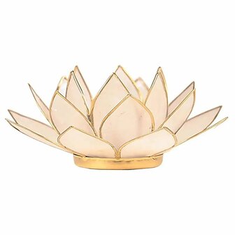 Lotus sfeerlicht naturel met goudrand 