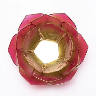 Lotus sfeerlicht bladvorm roze/groen met goudrand