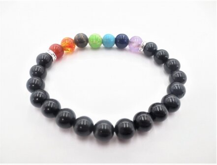 Chakra/zwarte toermalijn armband