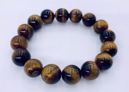 Armband tijgeroog kralen 12mm