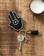 Sleutelhanger hand van Fatima glitter zwart