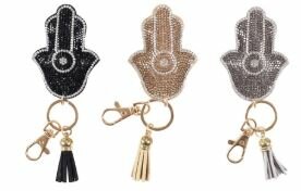 Sleutelhanger hand van Fatima glitter zwart