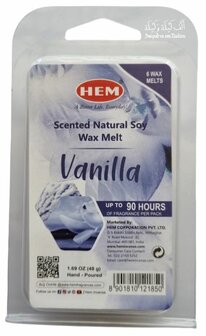 Natural Soy Wax Melts &ndash; HEM &ndash; Vanilla &ndash; 6 stuks