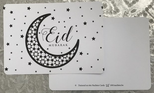 Wenskaart Eid Mubarak maan & sterren