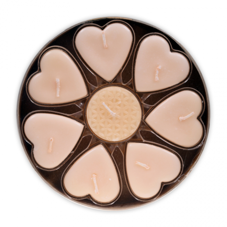 Hartvormige geurkaarsjes stearine - Jasmijn (8 kaarsjes)-met Eid bloemen stickertje