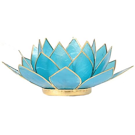 Lotus sfeerlicht blauw met goudrand