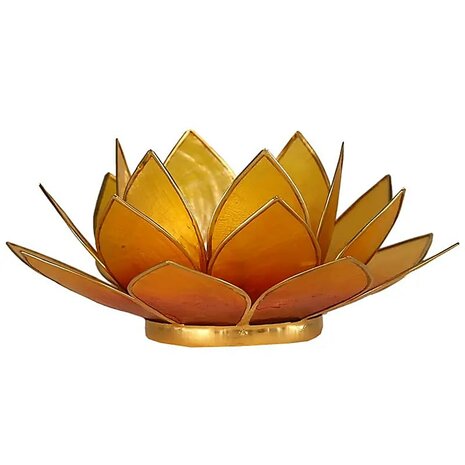 Lotus sfeerlicht oranje/geel met goudrand