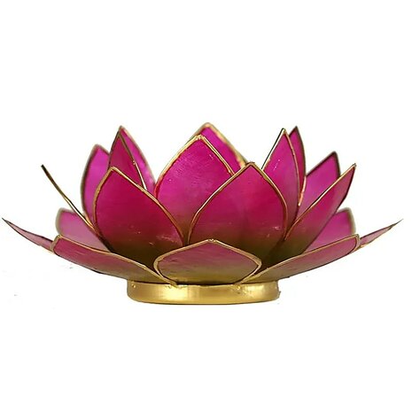 Lotus sfeerlicht roze/groen met goudrand