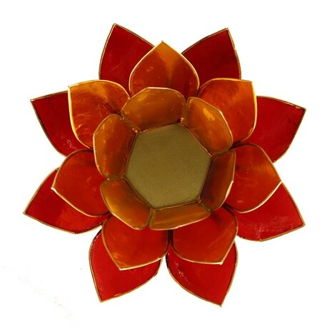 Lotus sfeerlicht rood/oranje/geel met goudrand