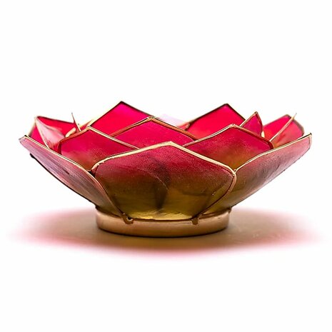 Lotus sfeerlicht bladvorm roze/groen met goudrand