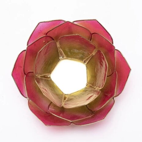Lotus sfeerlicht bladvorm roze/groen met goudrand