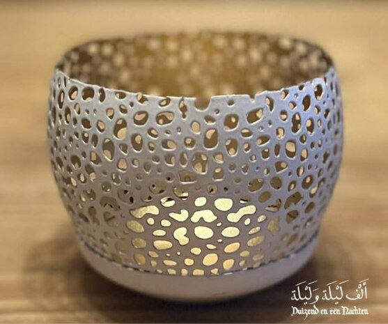 Kaarshouder rond wit/goud (small)