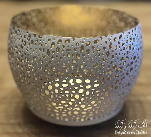 Kaarshouder rond wit/goud (large)