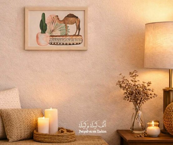 Ingelijste print dromedaris oosterse stijl