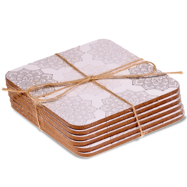 Mandala onderzetters set van 6 (grijs)