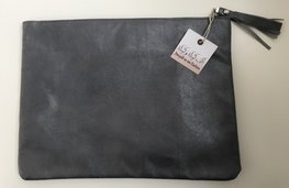 Leder etui grijs 31,5x24cm