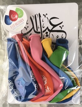 Ballonnen met wenskaart Eid Mubarak kalligrafie Ballonnen met wenskaart Eid Mubarak kalligrafie