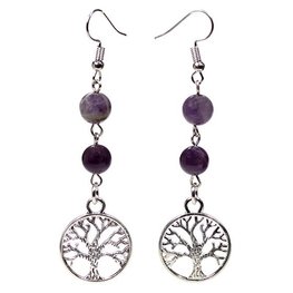Oorbellen levensboom fluoriet/amethist Oorbellen levensboom fluoriet/amethist