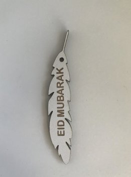 Hangtag veer hout wit Eid Mubarak