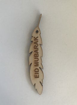Hangtag veer hout naturel Eid Mubarak