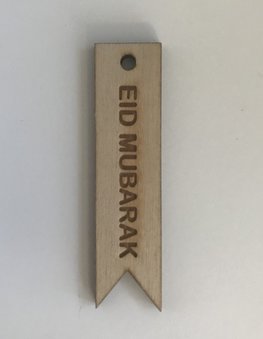 Hangtag hout naturel Eid Mubarak