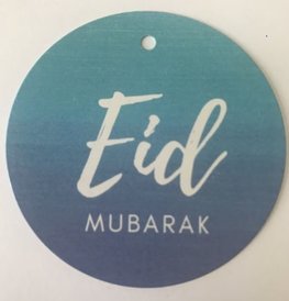 Giftlabel "Eid Mubarak" blue 6,5 cm (per 20) - 50% korting