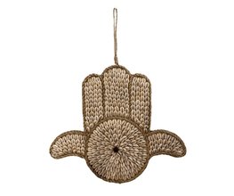 Hand van Fatima muurdecoratie met beige schelpen Hand van Fatima muurdecoratie met beige schelpen