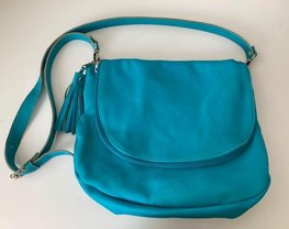 Handtas leder turquoise Handtas leder turquoise