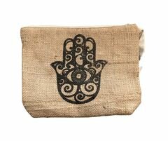 Clutch in jute met Hand van Fatima print Clutch in jute met Hand van Fatima print