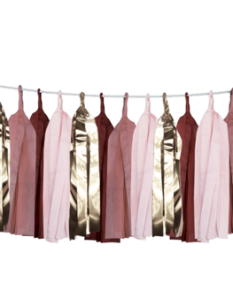 Slinger met tissue kwasten roze Slinger met tissue kwasten roze