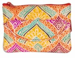 Portemonneetje leer floral oranje