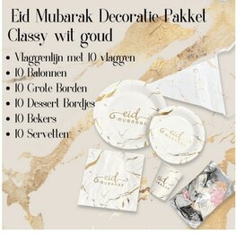 EID MUBARAK feestpakket wit/goud EID MUBARAK feestpakket wit/goud