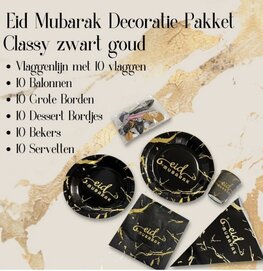 EID MUBARAK feestpakket zwart/goud EID MUBARAK feestpakket zwart/goud
