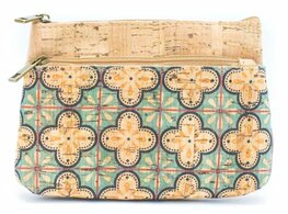 Portemonnee kurk turquoise tile