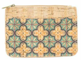 Portemonnee kurk turquoise tile